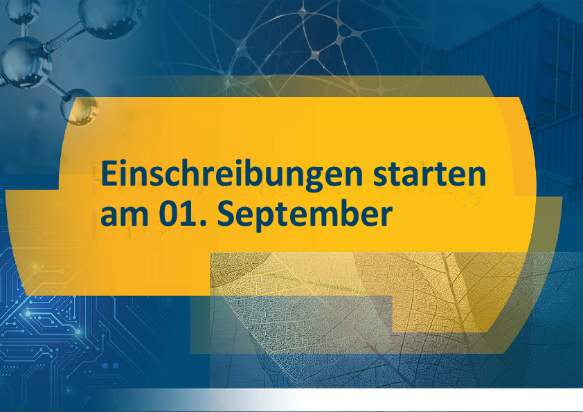 Grafik mit dem Titel "Einschreibungen starten am 01. September"